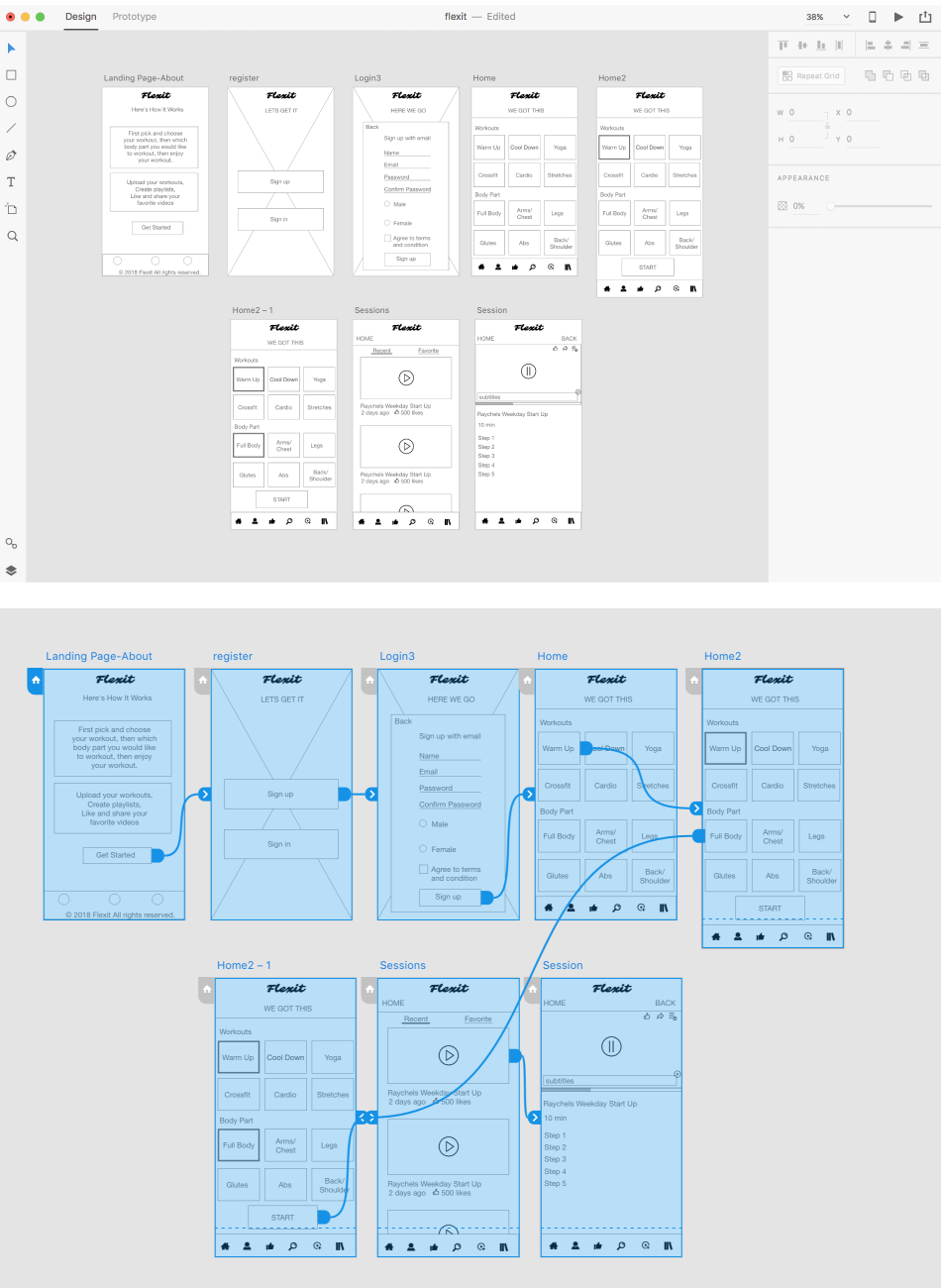 flexit wireframes